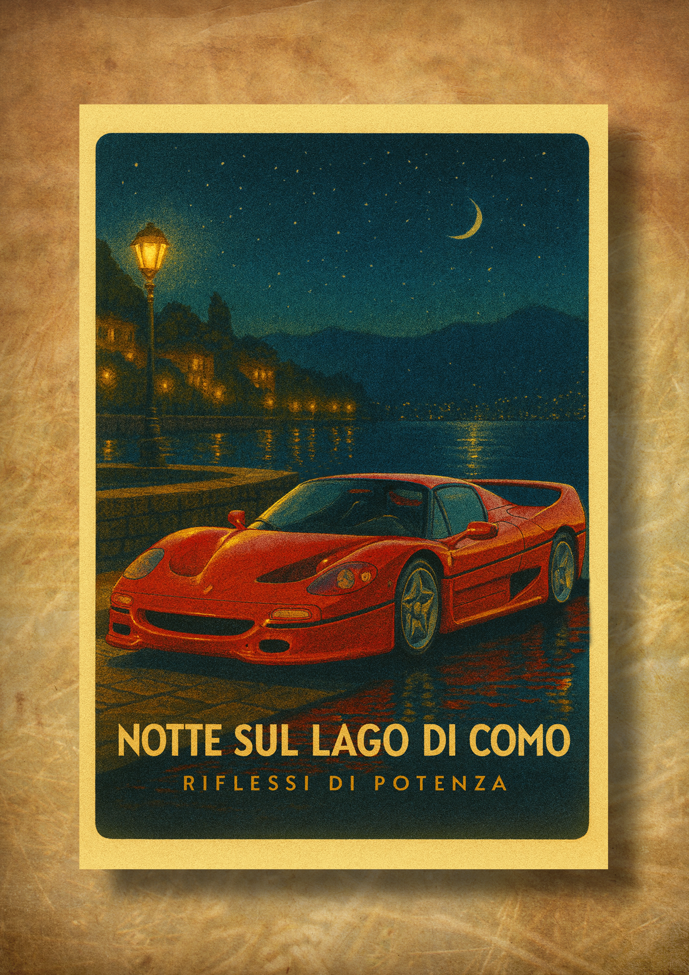 Notte sul Lago di Como – z ramką A3