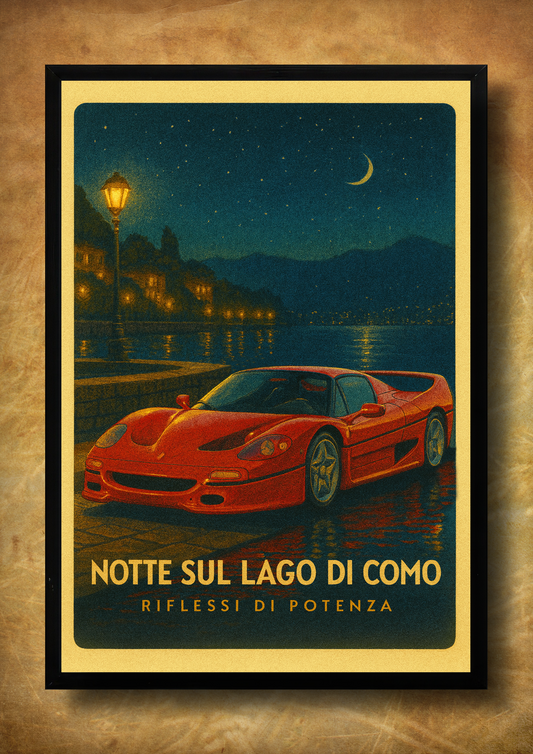 Notte sul Lago di Como – z ramką A3