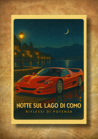 Notte sul Lago di Como – z ramką A3